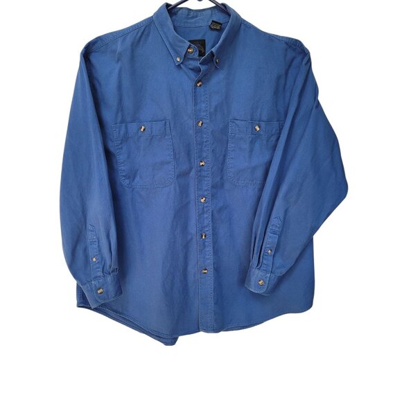 Wildman Apparel Men XL Blue Canvas Shirt VTG Long Sleeve Button Down Heavyweight - Picture 3 of 14